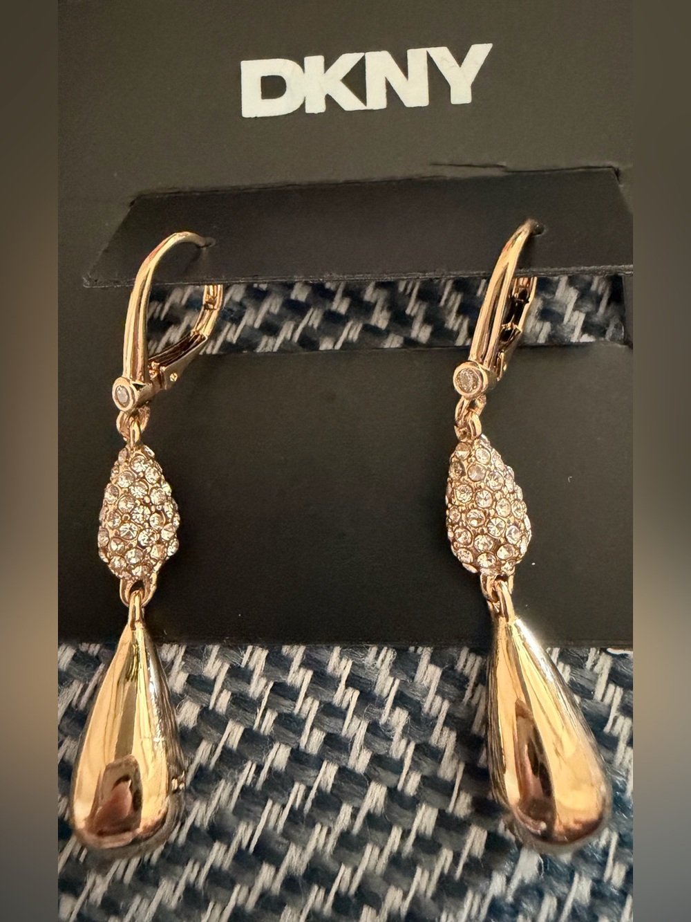 DKNY Rose Gold Crystal Teardrop Dangle Earrings